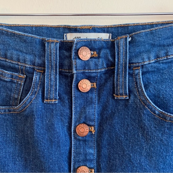 Madewell Stretch Denim Straight Mini Skirt Button-Front Edition - Picture 5 of 6